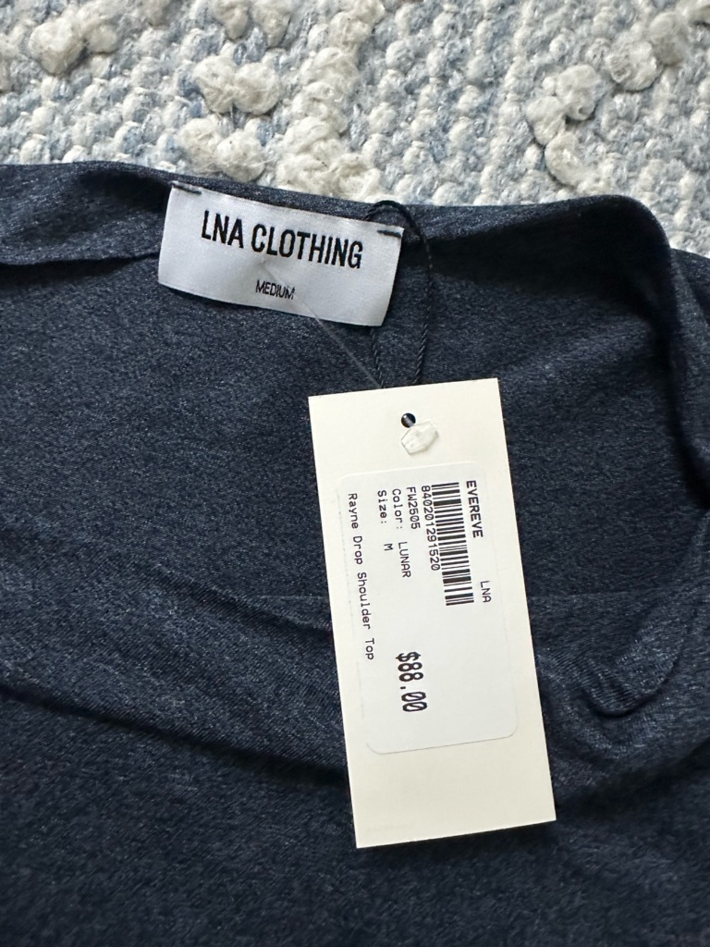 LNA Clothing Rayne Drop Shoulder Short Sleeve Top Navy Size M - Picture 4 of 4